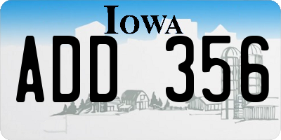 IA license plate ADD356