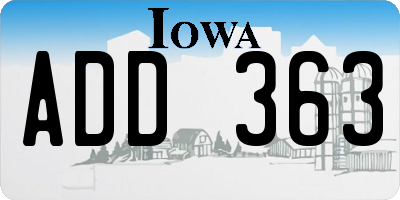 IA license plate ADD363