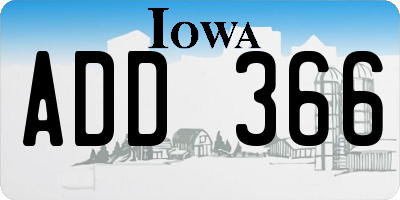IA license plate ADD366