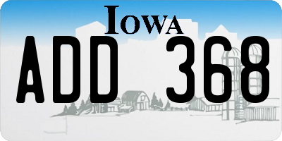 IA license plate ADD368