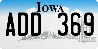 IA license plate ADD369