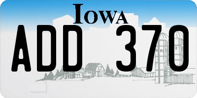 IA license plate ADD370