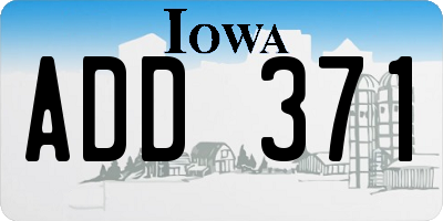 IA license plate ADD371