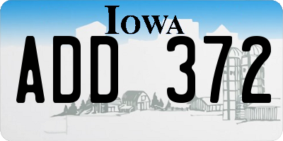 IA license plate ADD372
