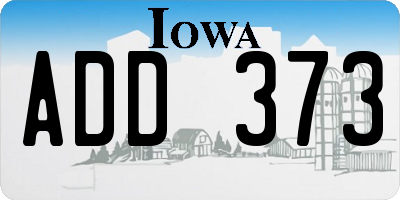 IA license plate ADD373