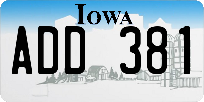 IA license plate ADD381