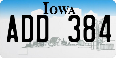 IA license plate ADD384