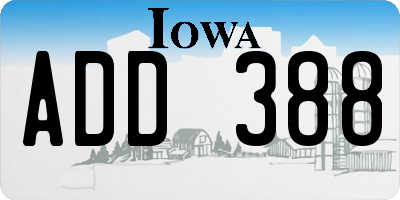 IA license plate ADD388