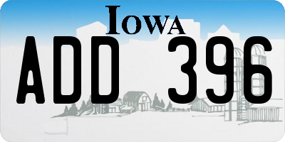 IA license plate ADD396