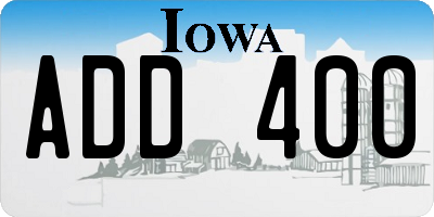 IA license plate ADD400