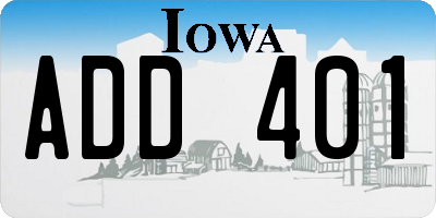 IA license plate ADD401