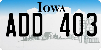 IA license plate ADD403