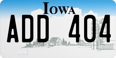 IA license plate ADD404