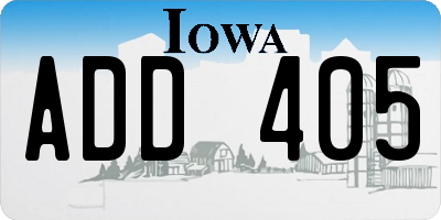 IA license plate ADD405