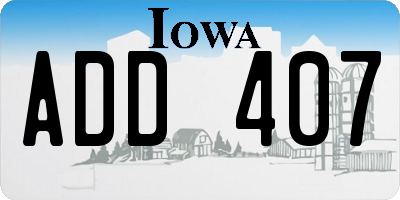 IA license plate ADD407
