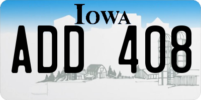 IA license plate ADD408