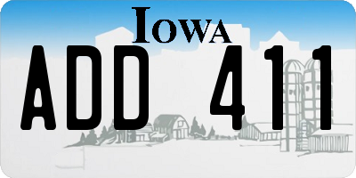 IA license plate ADD411