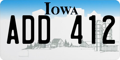 IA license plate ADD412