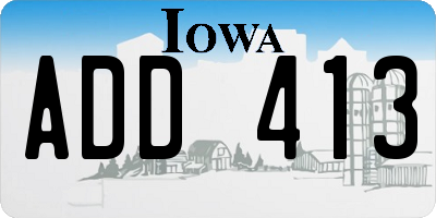 IA license plate ADD413