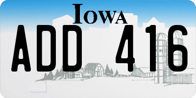 IA license plate ADD416