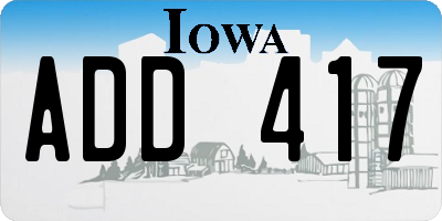 IA license plate ADD417