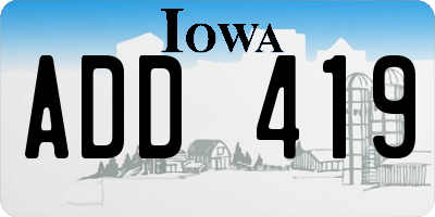 IA license plate ADD419