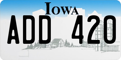 IA license plate ADD420