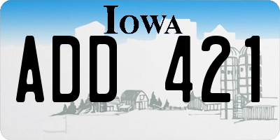 IA license plate ADD421