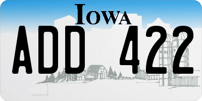 IA license plate ADD422