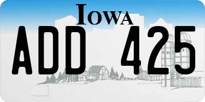 IA license plate ADD425