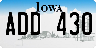 IA license plate ADD430