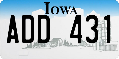 IA license plate ADD431