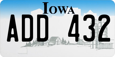 IA license plate ADD432