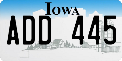 IA license plate ADD445