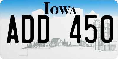 IA license plate ADD450