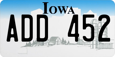 IA license plate ADD452