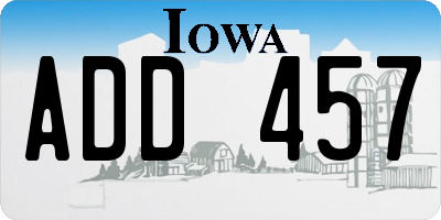 IA license plate ADD457