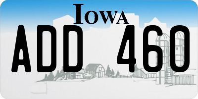 IA license plate ADD460
