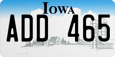 IA license plate ADD465