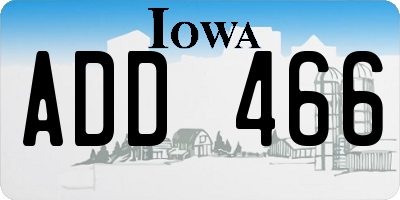 IA license plate ADD466