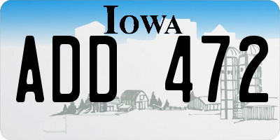IA license plate ADD472