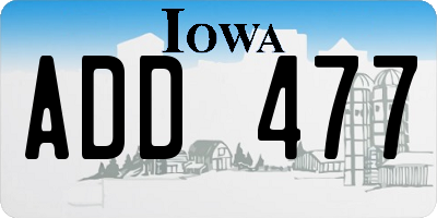 IA license plate ADD477
