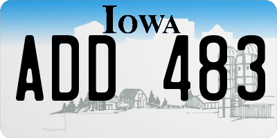 IA license plate ADD483