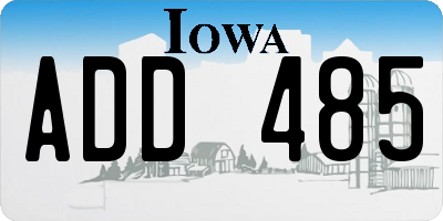 IA license plate ADD485