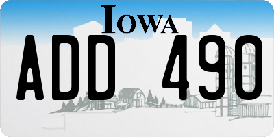 IA license plate ADD490