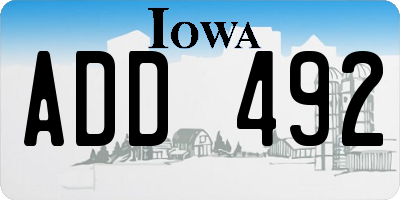 IA license plate ADD492