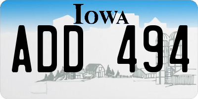 IA license plate ADD494