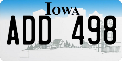 IA license plate ADD498
