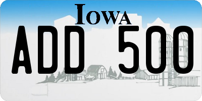 IA license plate ADD500