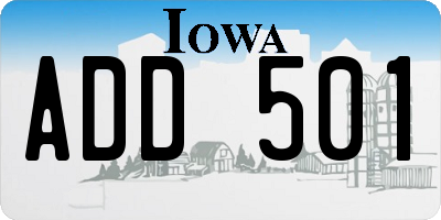 IA license plate ADD501